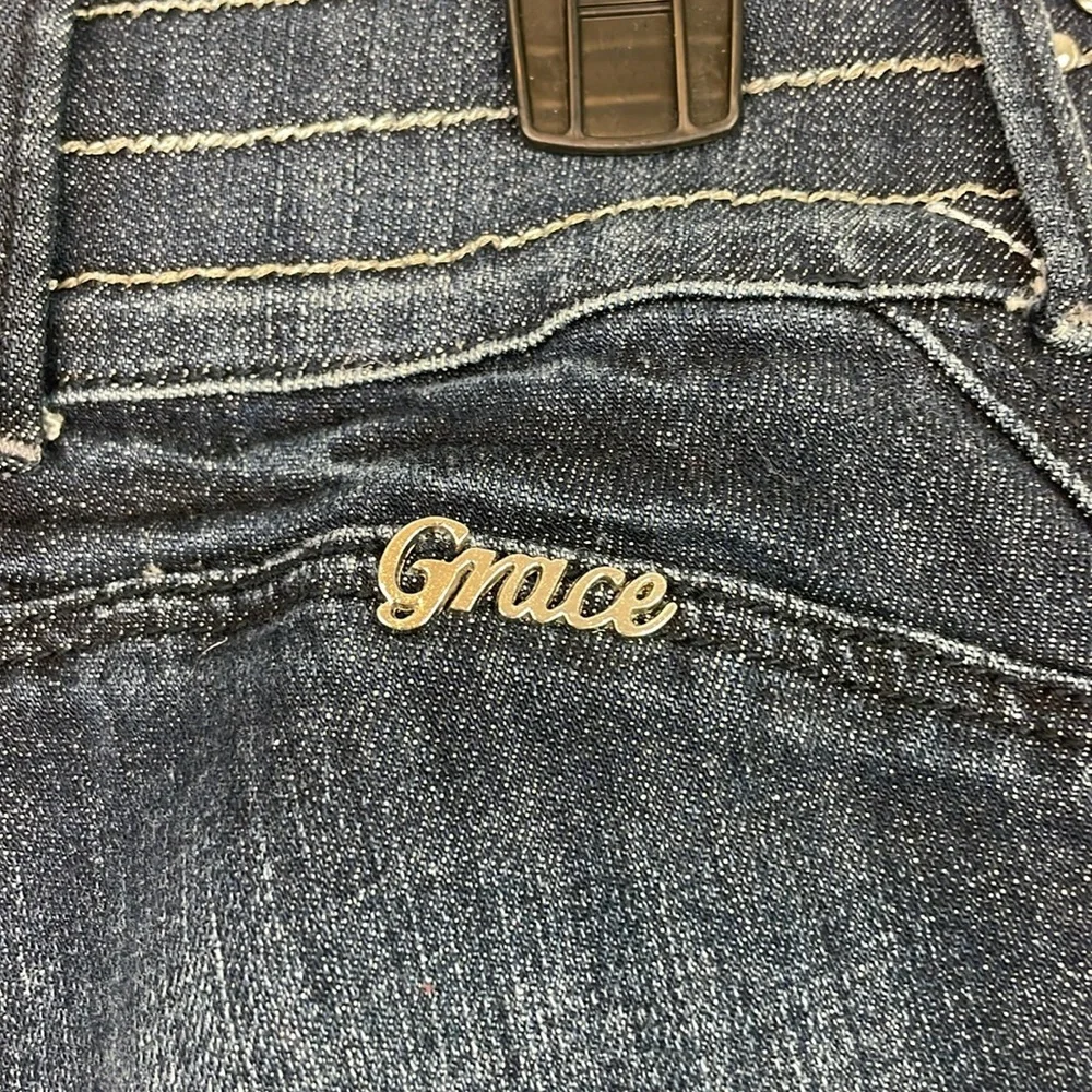 Grace in LA Low Rise Embellished Waisted Jeans. Waist Size 30. Size 11.